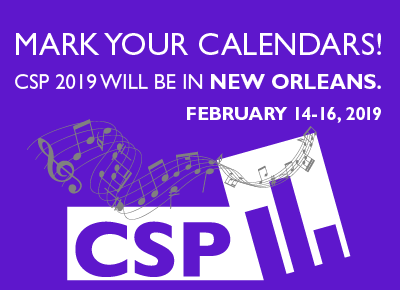 Mark your calendars! CSP 2019 will be in New Orleans.